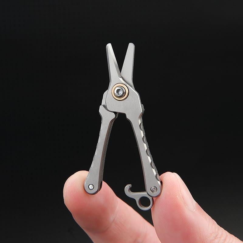 EDC Mini Titanium Alloy Scissors, Nose Hair Trimmer, Men's Beard Scissors, Manual Nose Safety Shaving Scissors (Type A)