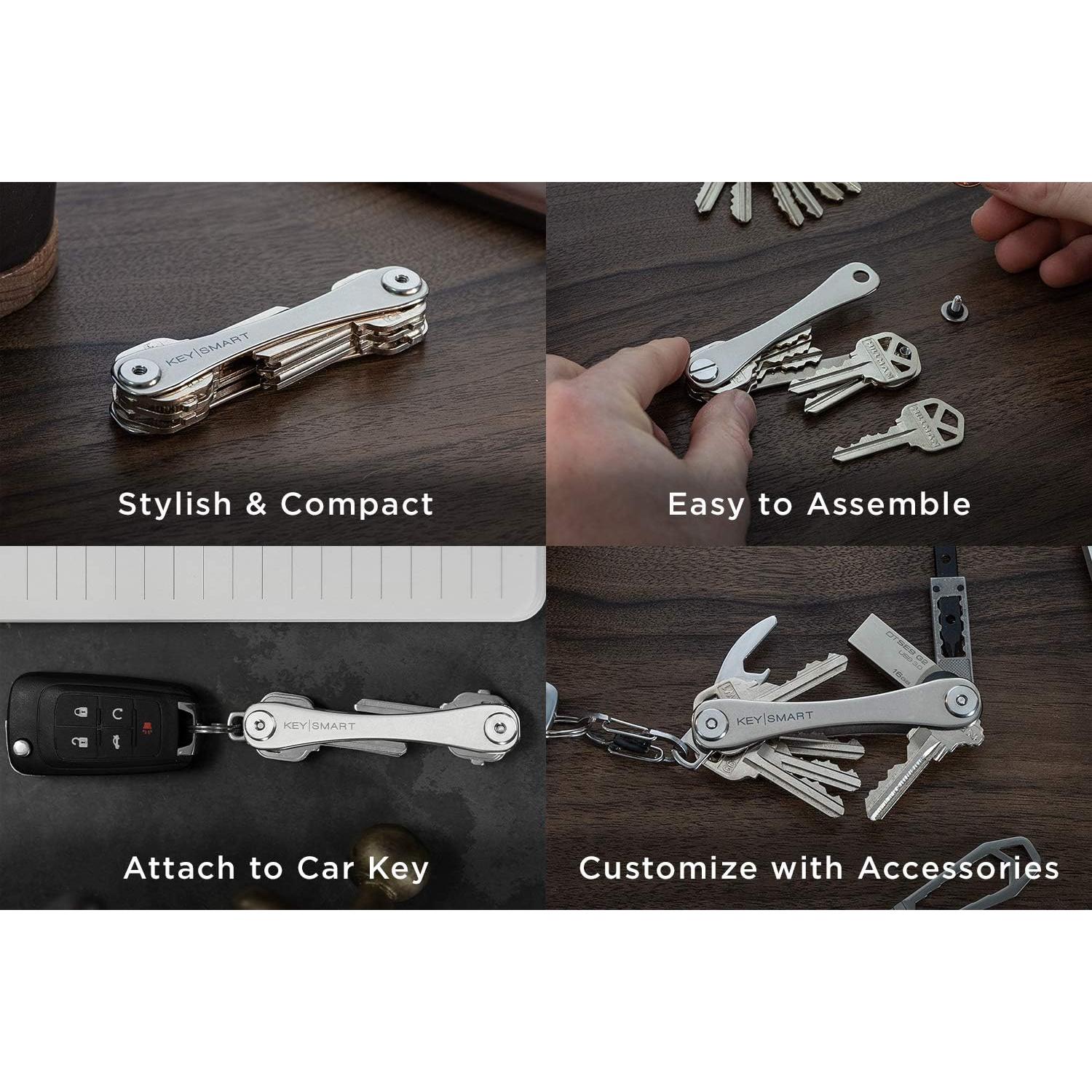 KeySmart Clásico - Organizador de Llaves Titanio (hasta 14 llaves)