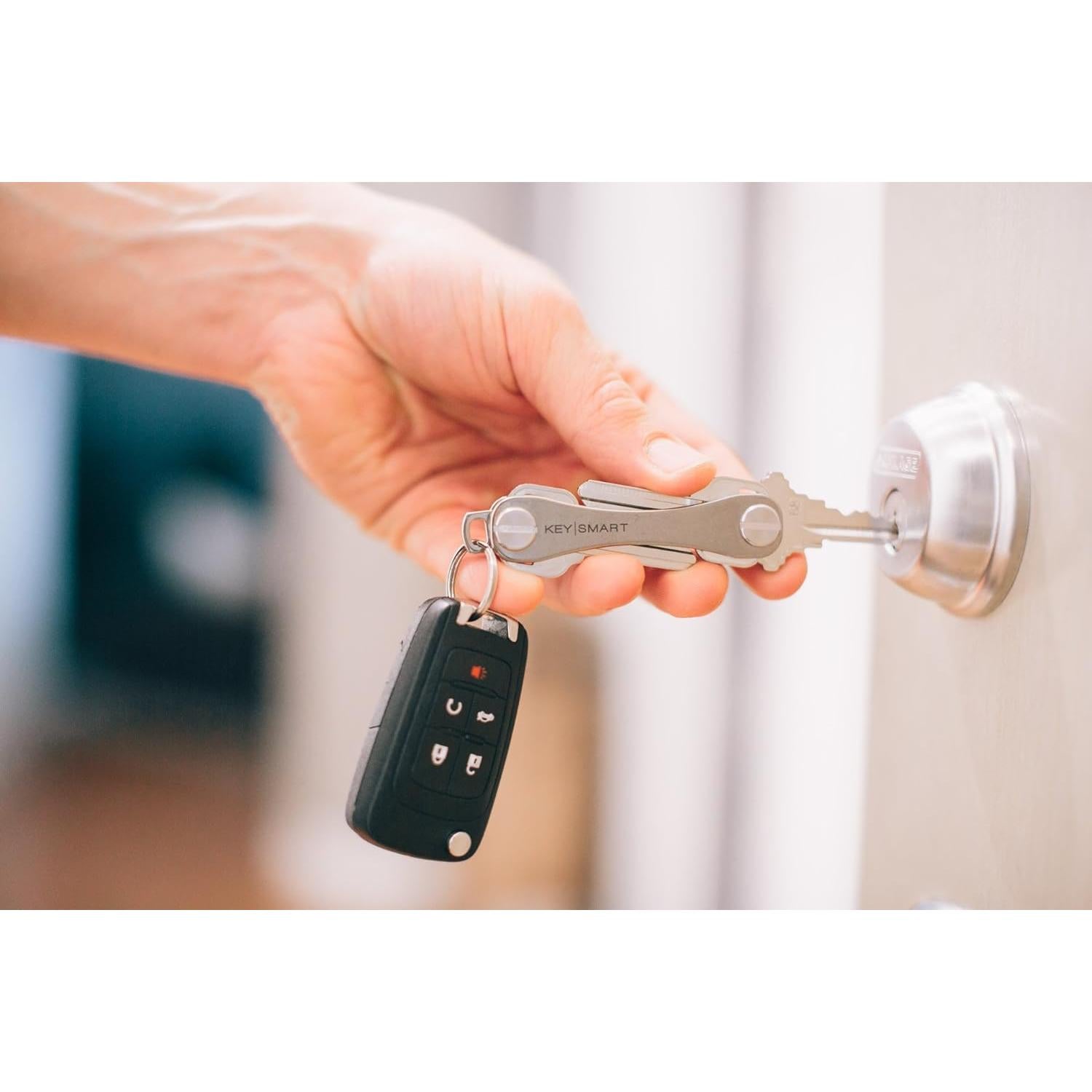 KeySmart Clásico - Organizador de Llaves Titanio (hasta 14 llaves)