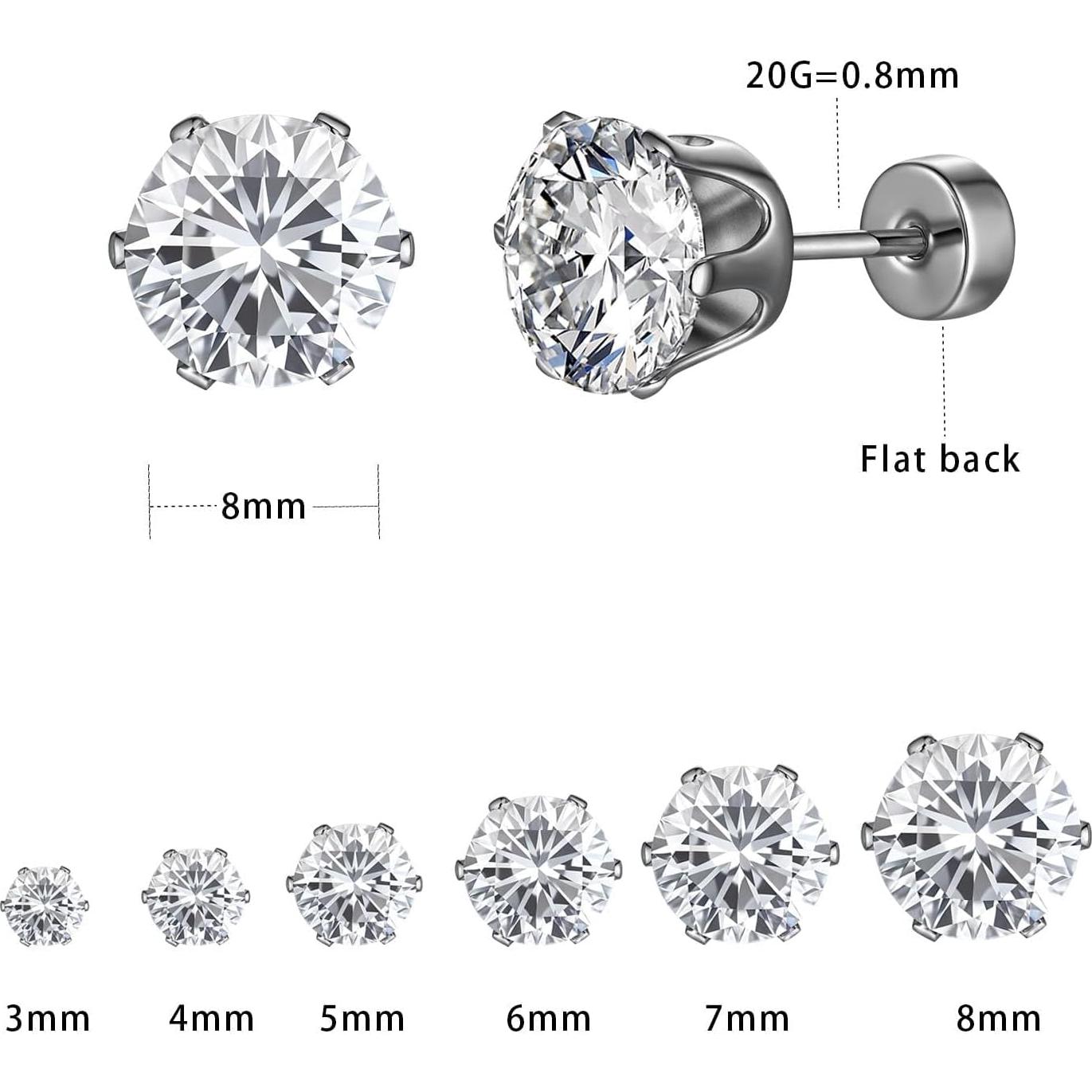 Aretes Hipoalergénicos VOLUKA de Zirconia Cúbica 316L - Set de 6 Tamaños