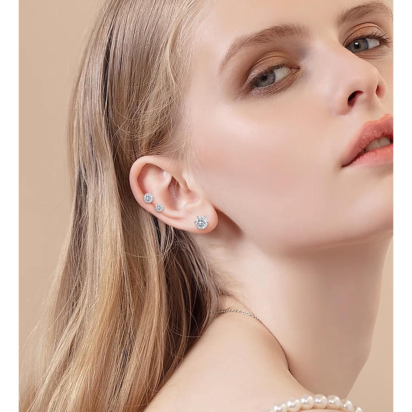 Aretes Hipoalergénicos VOLUKA de Zirconia Cúbica 316L - Set de 6 Tamaños