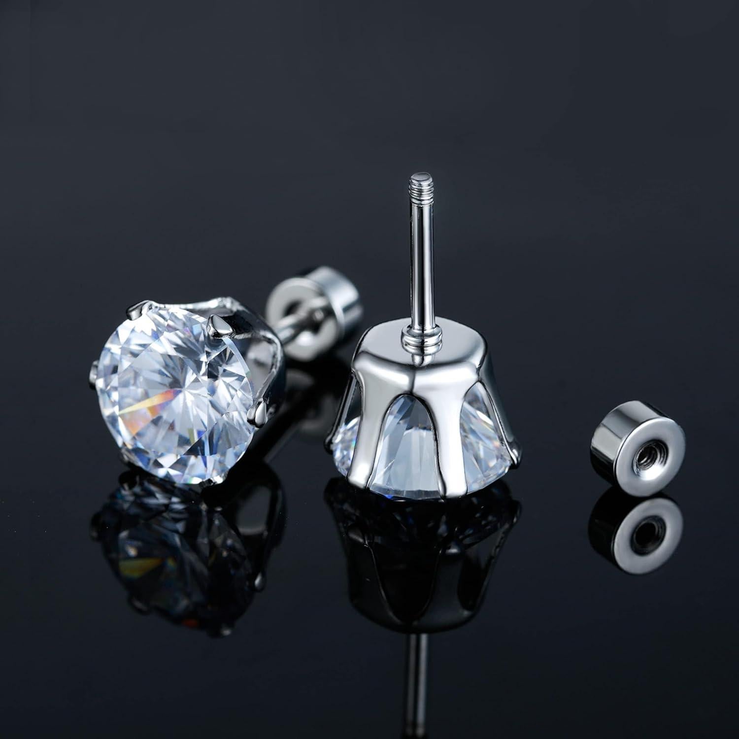 Aretes Hipoalergénicos VOLUKA de Zirconia Cúbica 316L - Set de 6 Tamaños