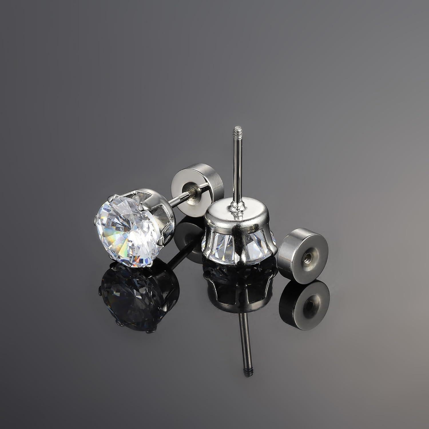 Aretes Hipoalergénicos VOLUKA de Zirconia Cúbica 316L - Set de 6 Tamaños