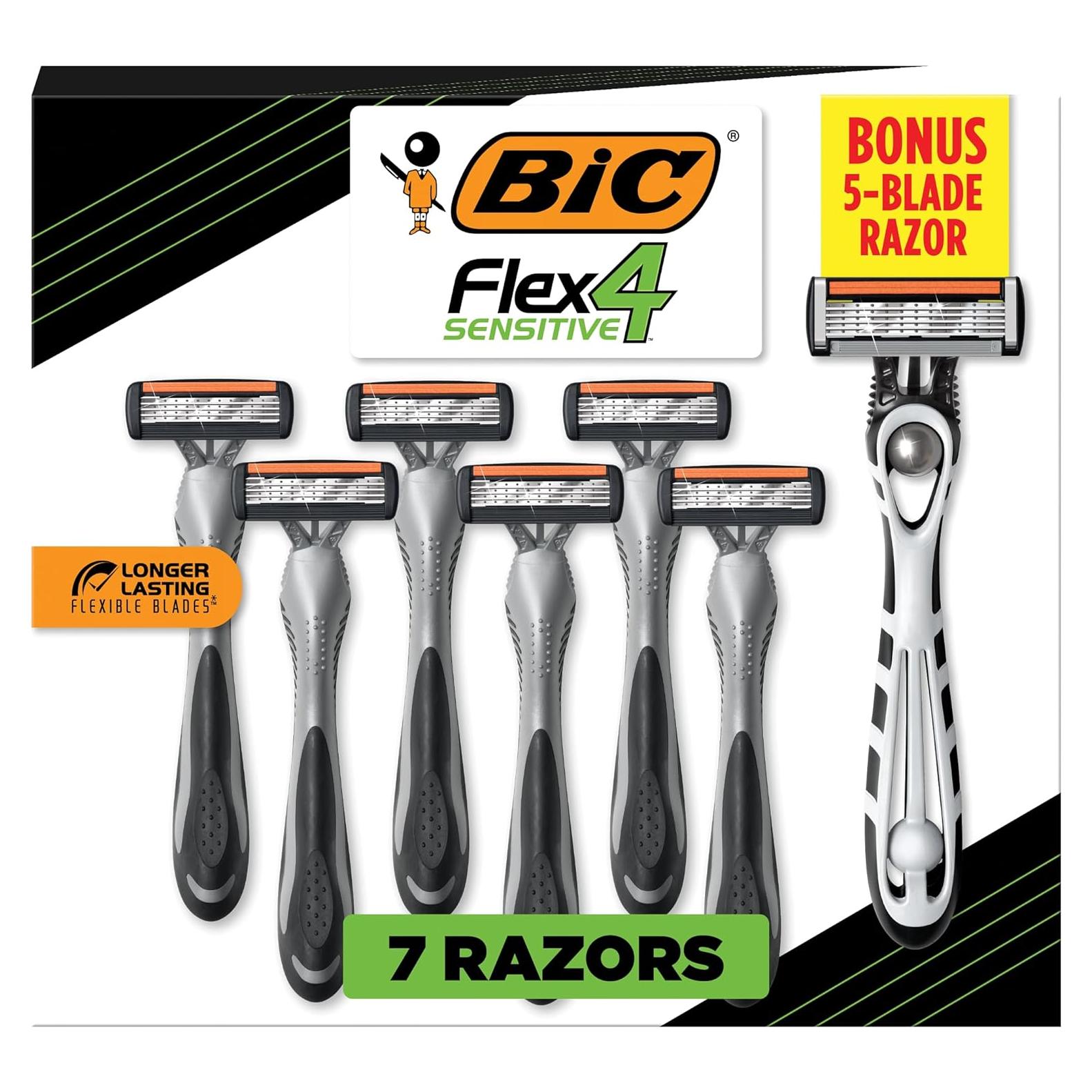 BIC Flex 4 Sensitive Titanium - 8 Maquinillas Desechables para Hombres