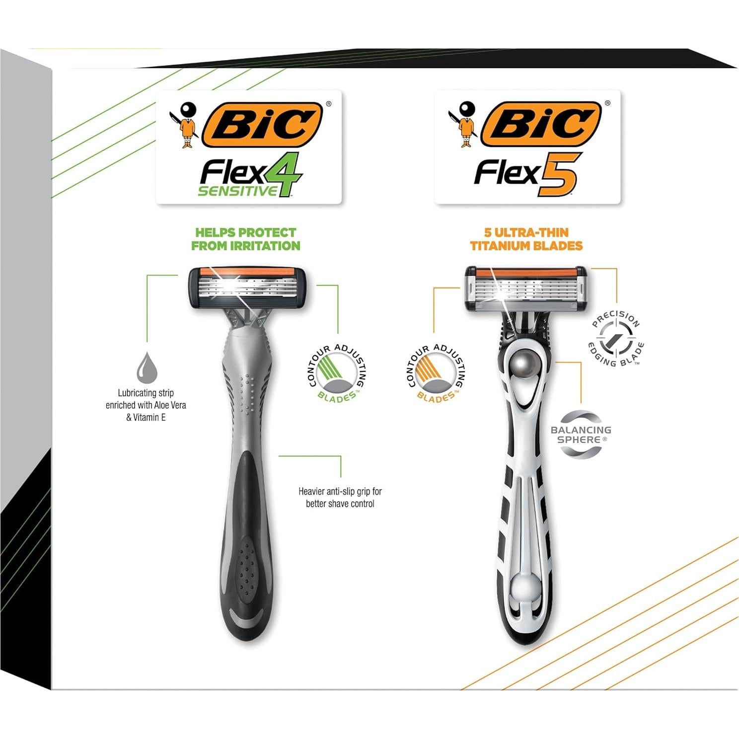 BIC Flex 4 Sensitive Titanium - 8 Maquinillas Desechables para Hombres