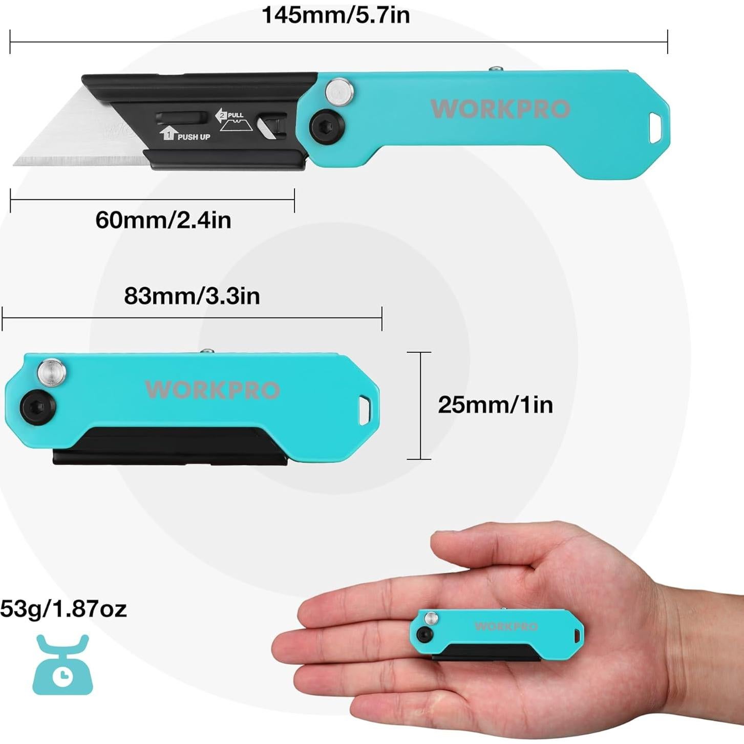 Cuchillo Utility Plegable WORKPRO EDC Acero Inoxidable 8.4cm