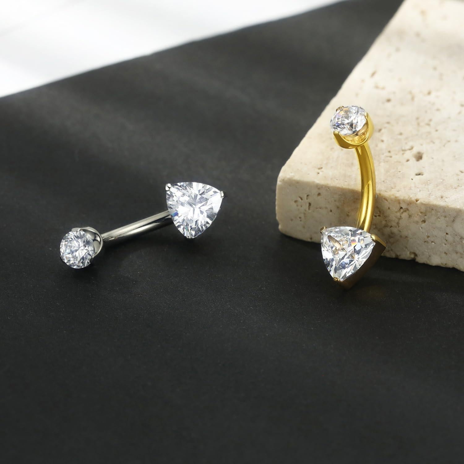 Anillo de Ombligo FUNLMO Titanio G23 14G Dorado con Circonita