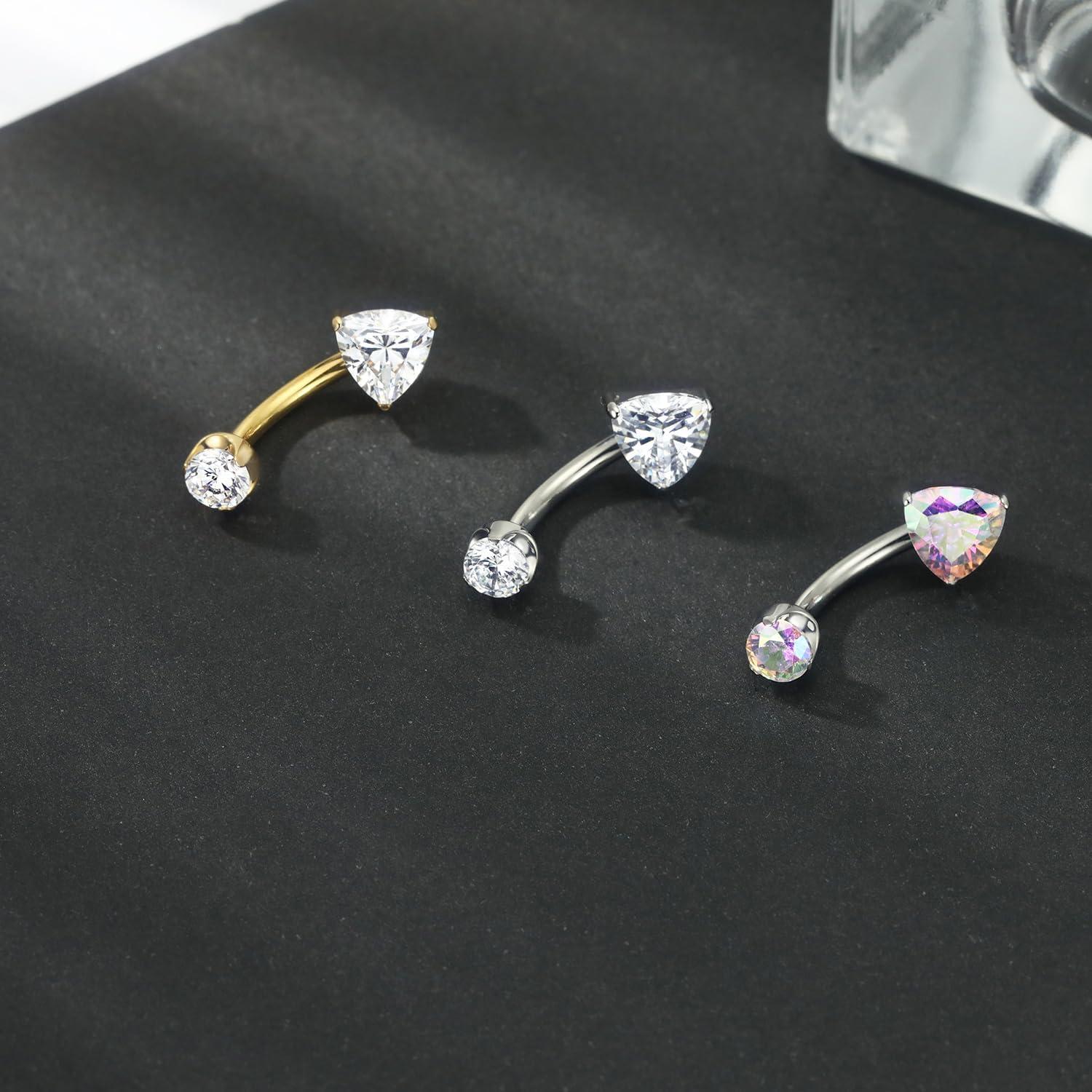 Anillo de Ombligo FUNLMO Titanio G23 14G Dorado con Circonita