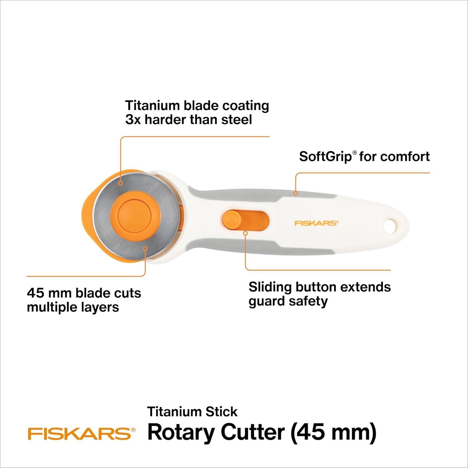 Cortador Rotativo Fiskars 45 mm con Cuchilla de Titanio