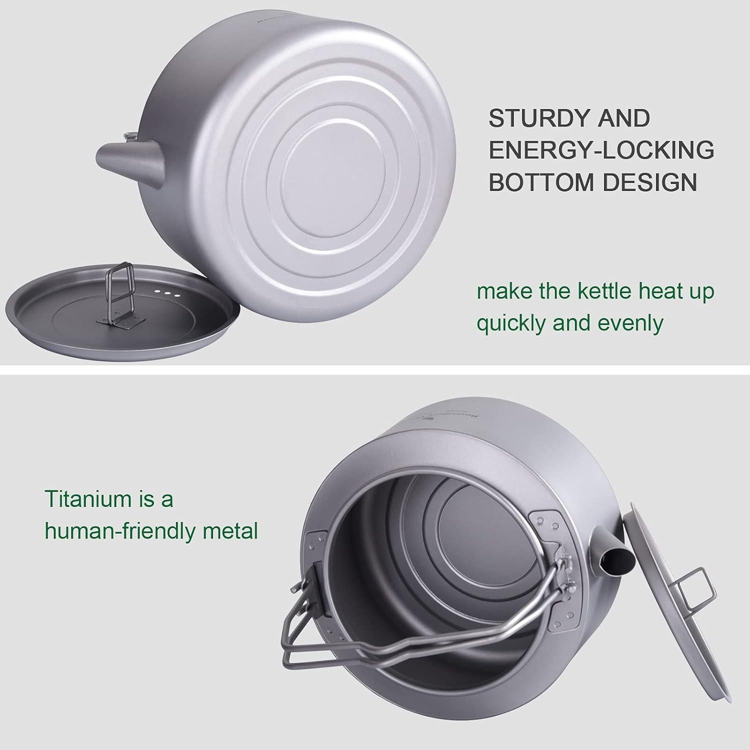 Hervidor de Titanio Boundless Voyage 1L Plegable para Camping