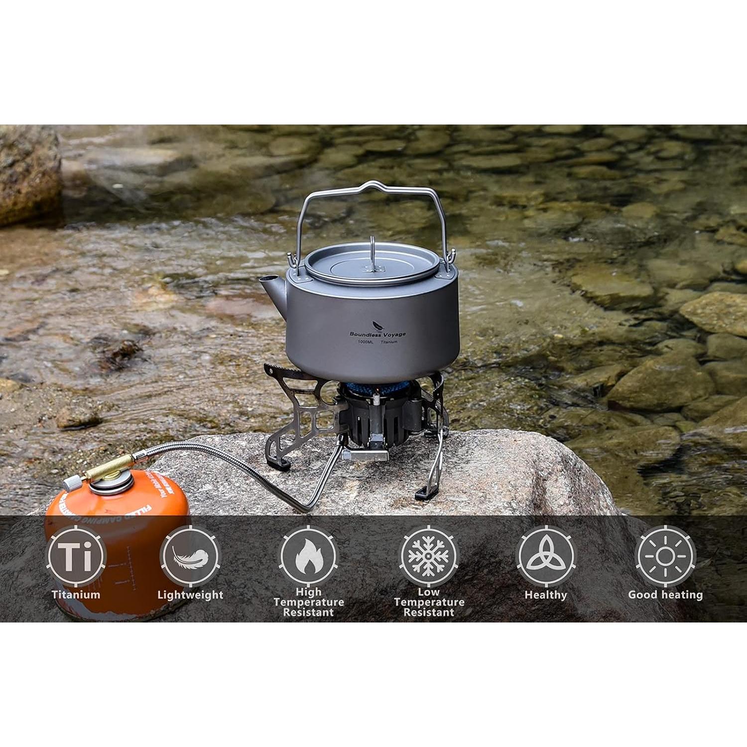 Hervidor de Titanio Boundless Voyage 1L Plegable para Camping