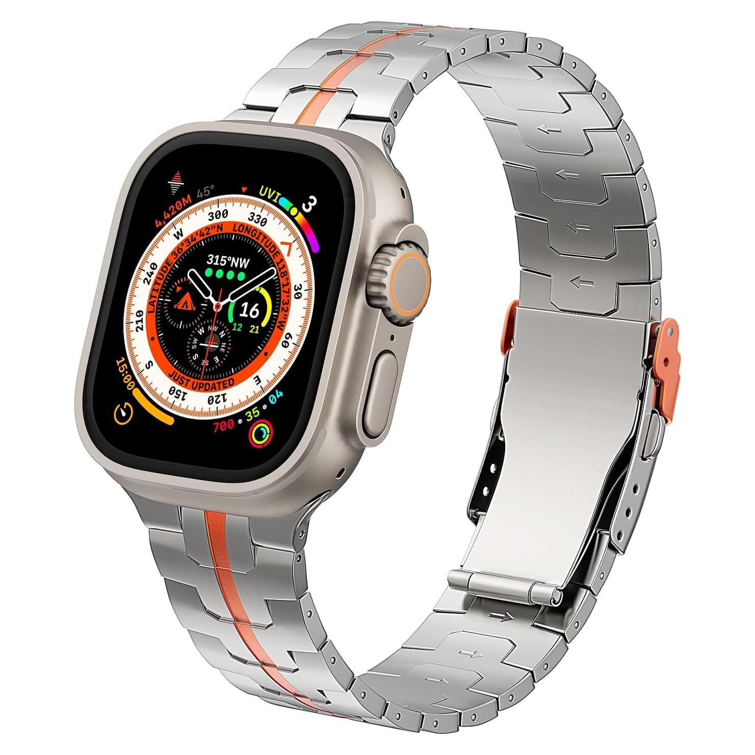 Banda de Titanio ZABUDUO para Apple Watch 49mm Ultra 2 Naranja