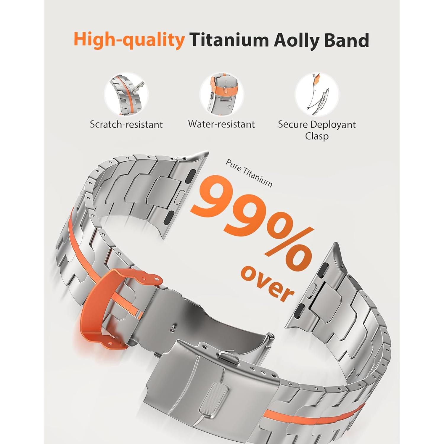 Banda de Titanio ZABUDUO para Apple Watch 49mm Ultra 2 Naranja
