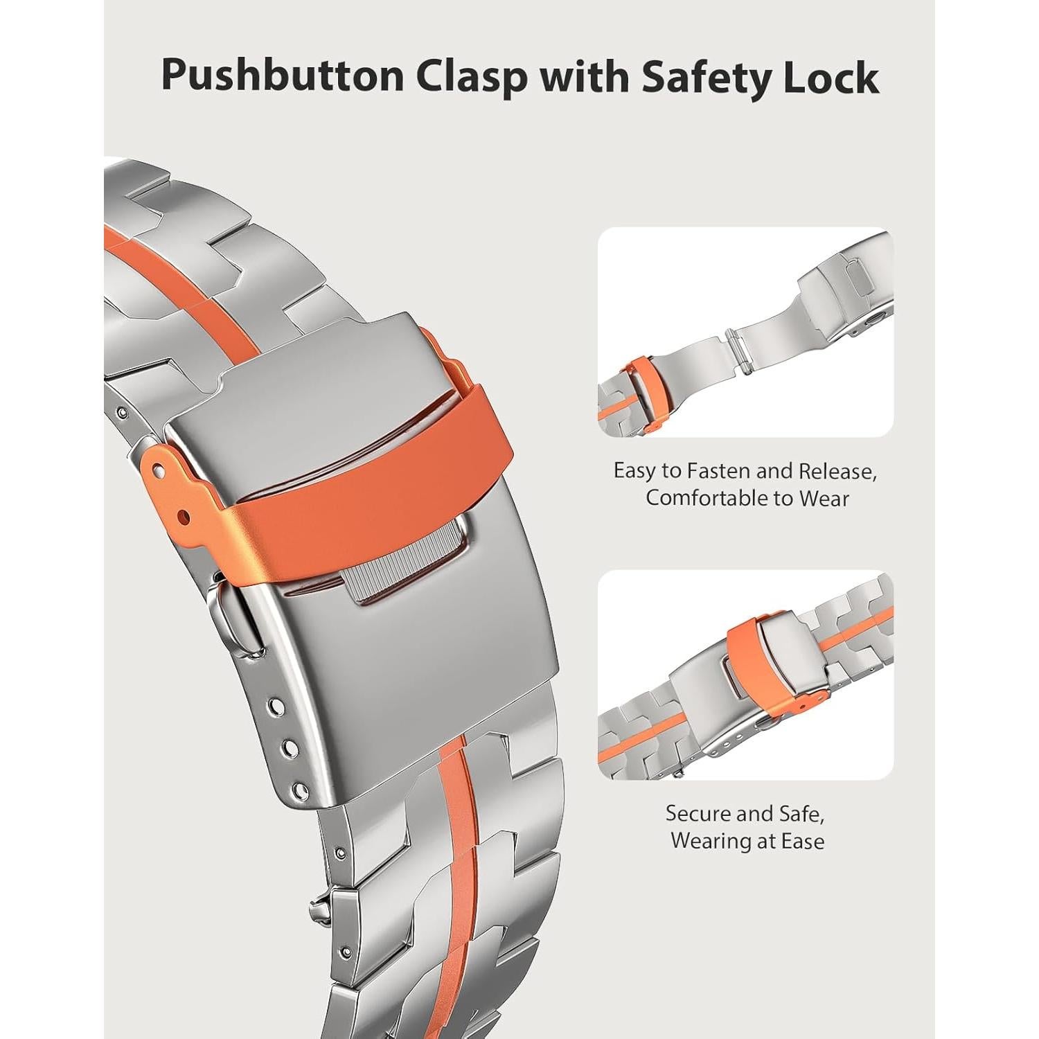 Banda de Titanio ZABUDUO para Apple Watch 49mm Ultra 2 Naranja