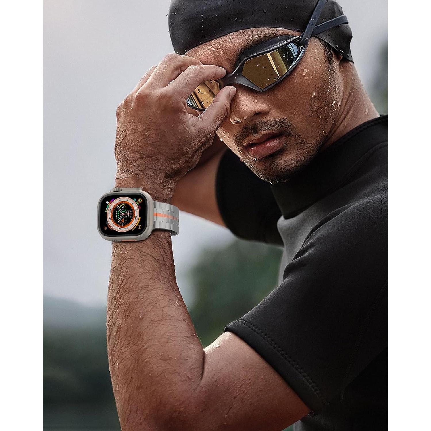 Banda de Titanio ZABUDUO para Apple Watch 49mm Ultra 2 Naranja