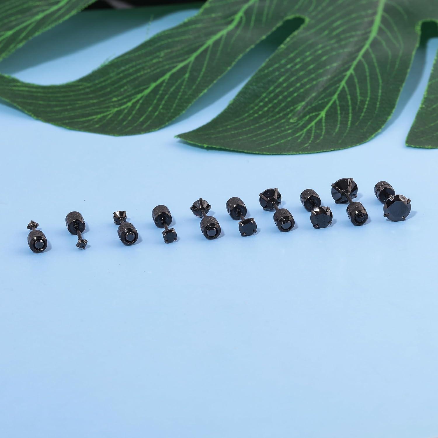 5 Pares Pendientes de Stud Acero Inoxidable Hipoalergénicos CZ