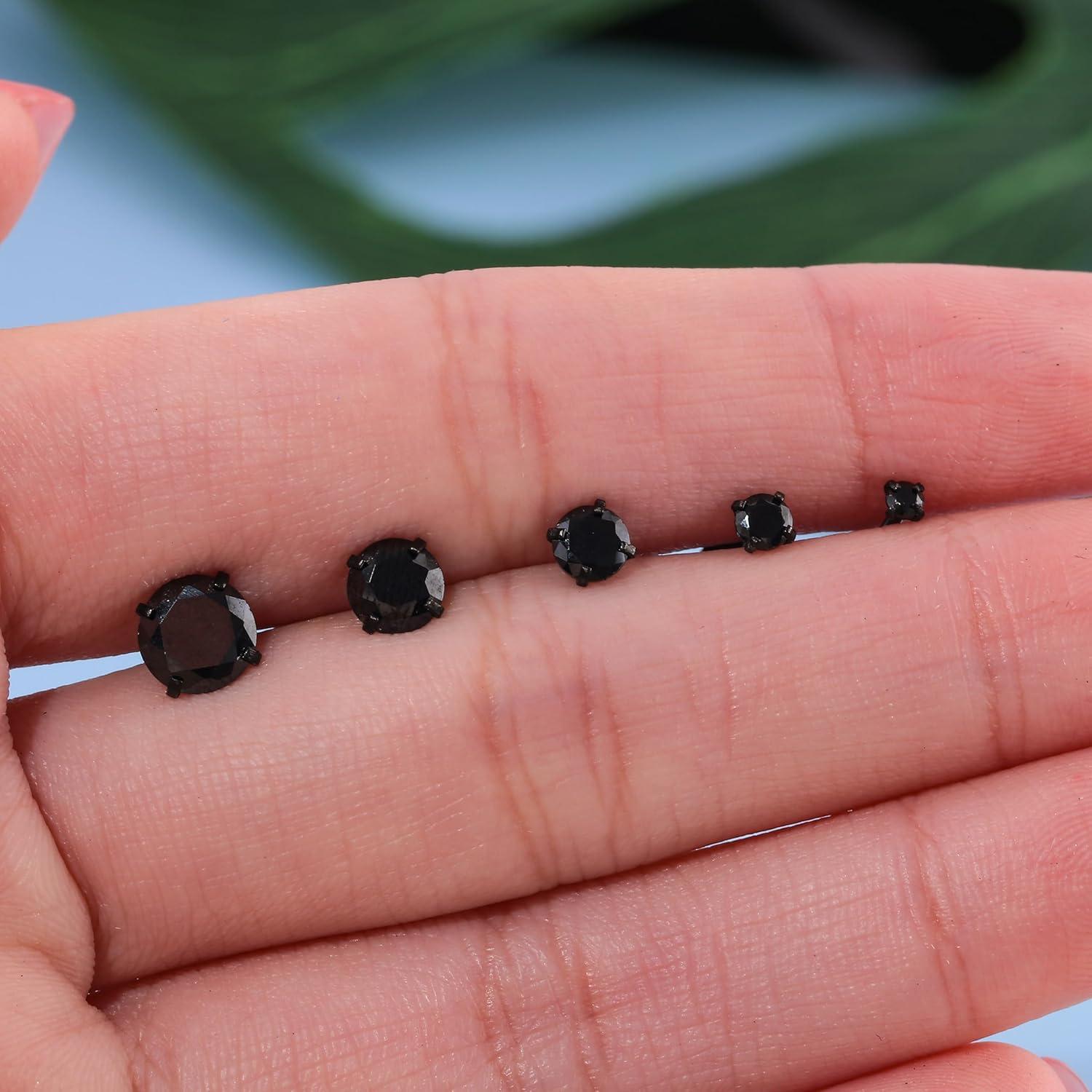 5 Pares Pendientes de Stud Acero Inoxidable Hipoalergénicos CZ