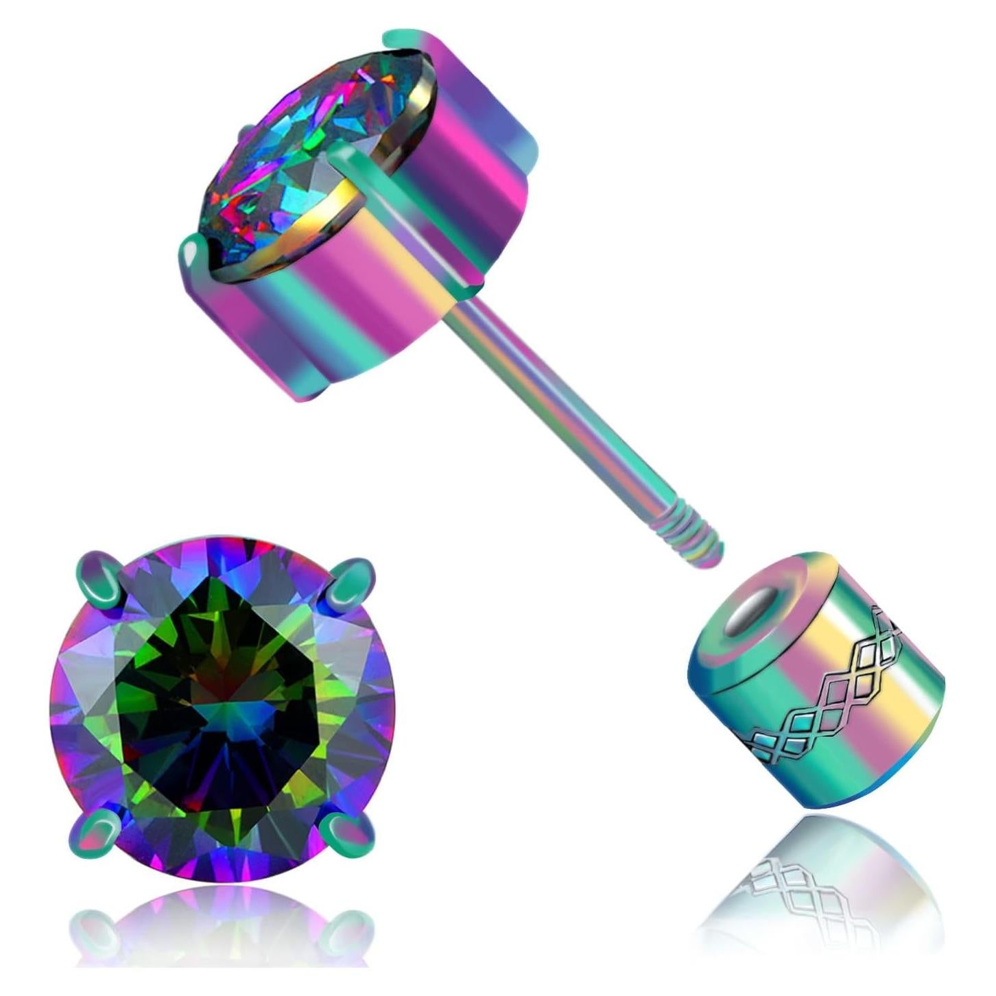 Pendientes hipoalergénicos de acero inoxidable ZQGOFPT 6mm