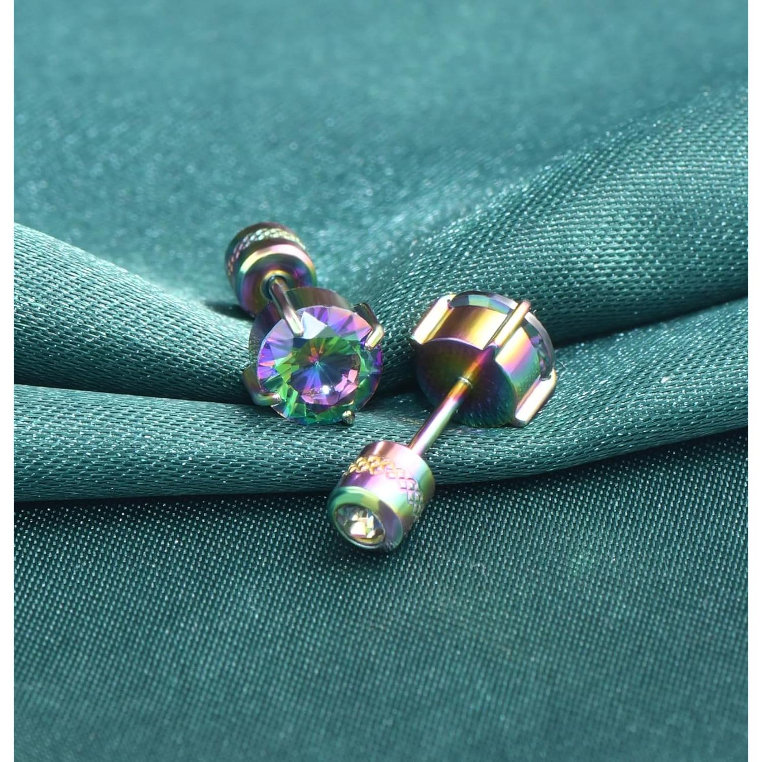 Pendientes hipoalergénicos de acero inoxidable ZQGOFPT 6mm