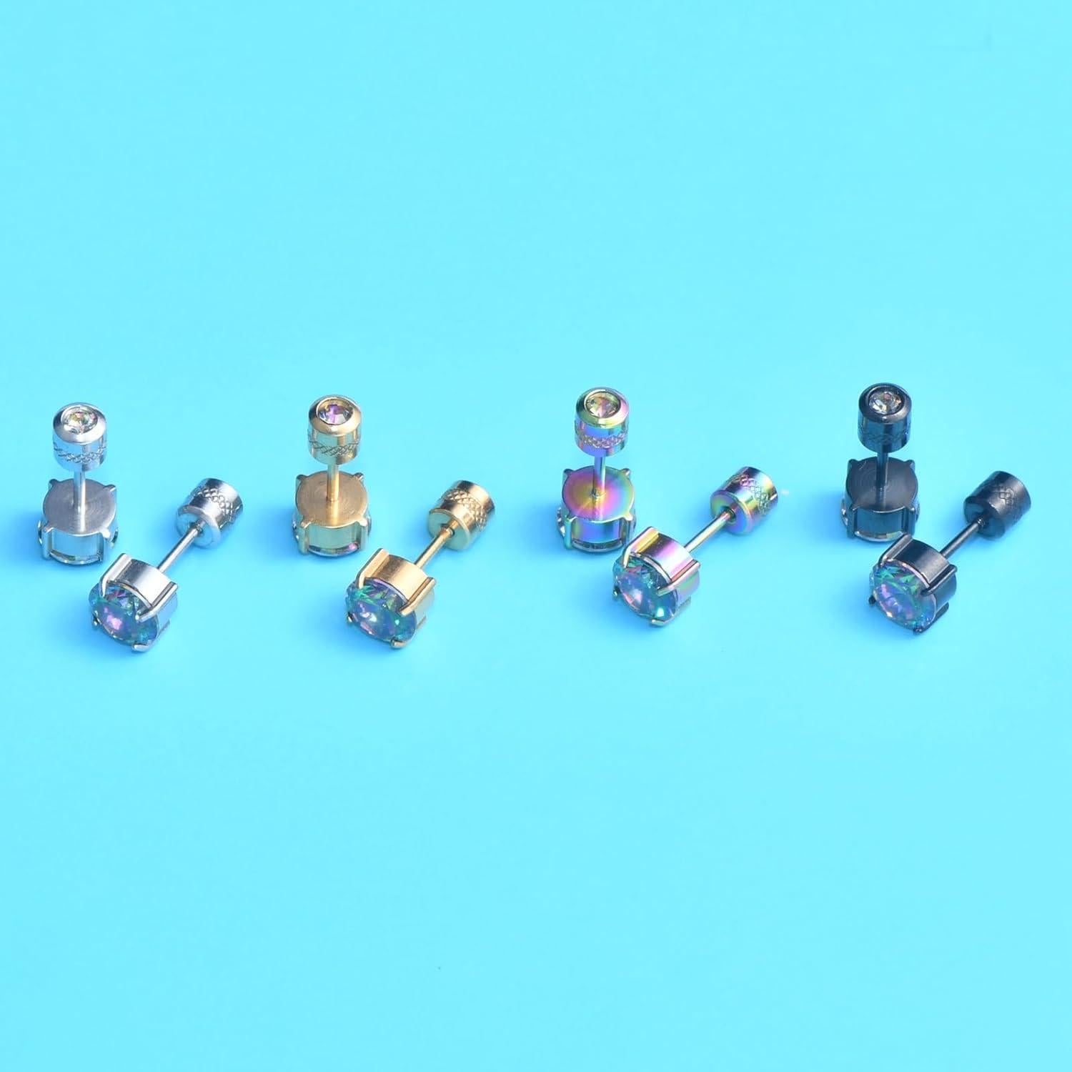 Pendientes hipoalergénicos de acero inoxidable ZQGOFPT 6mm