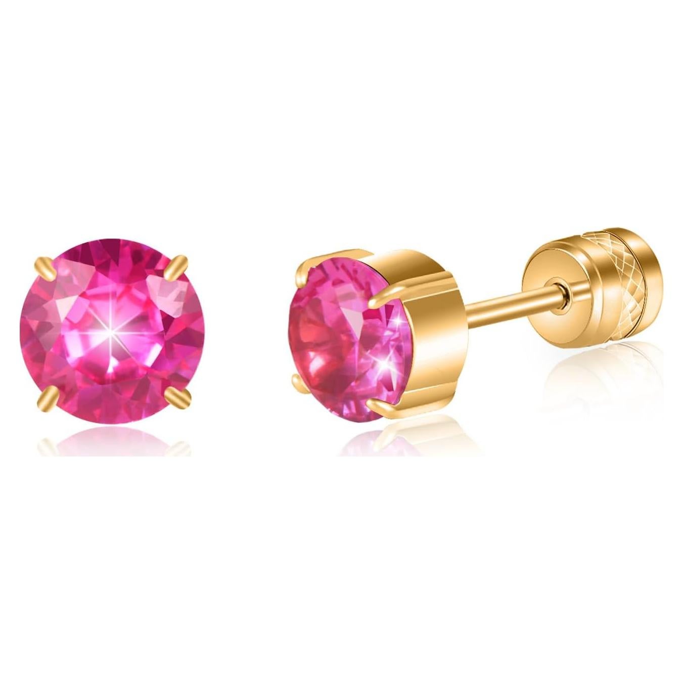 Pendientes de Titanio Puro G23 Hipoalergénicos con Zirconia 6mm