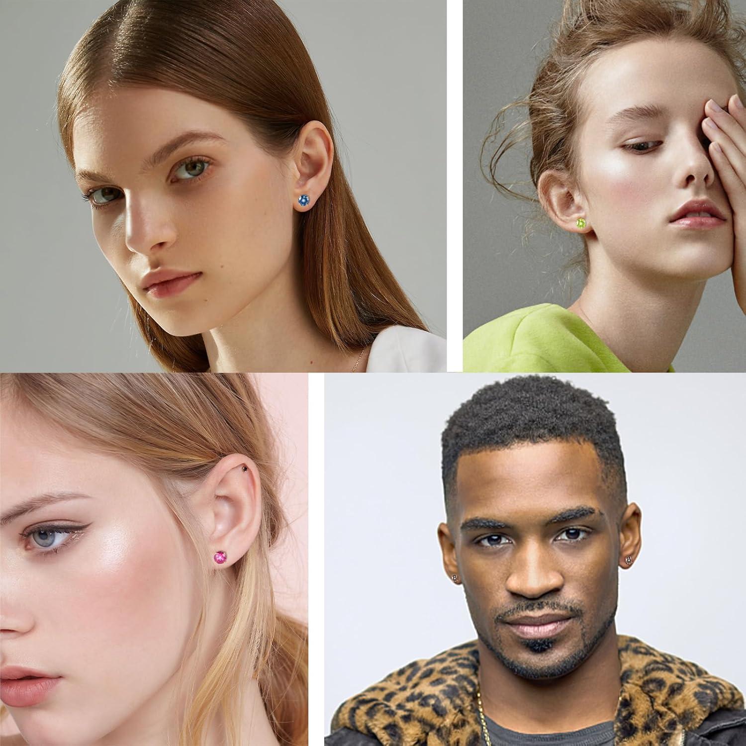 Pendientes de Titanio Puro G23 Hipoalergénicos con Zirconia 6mm