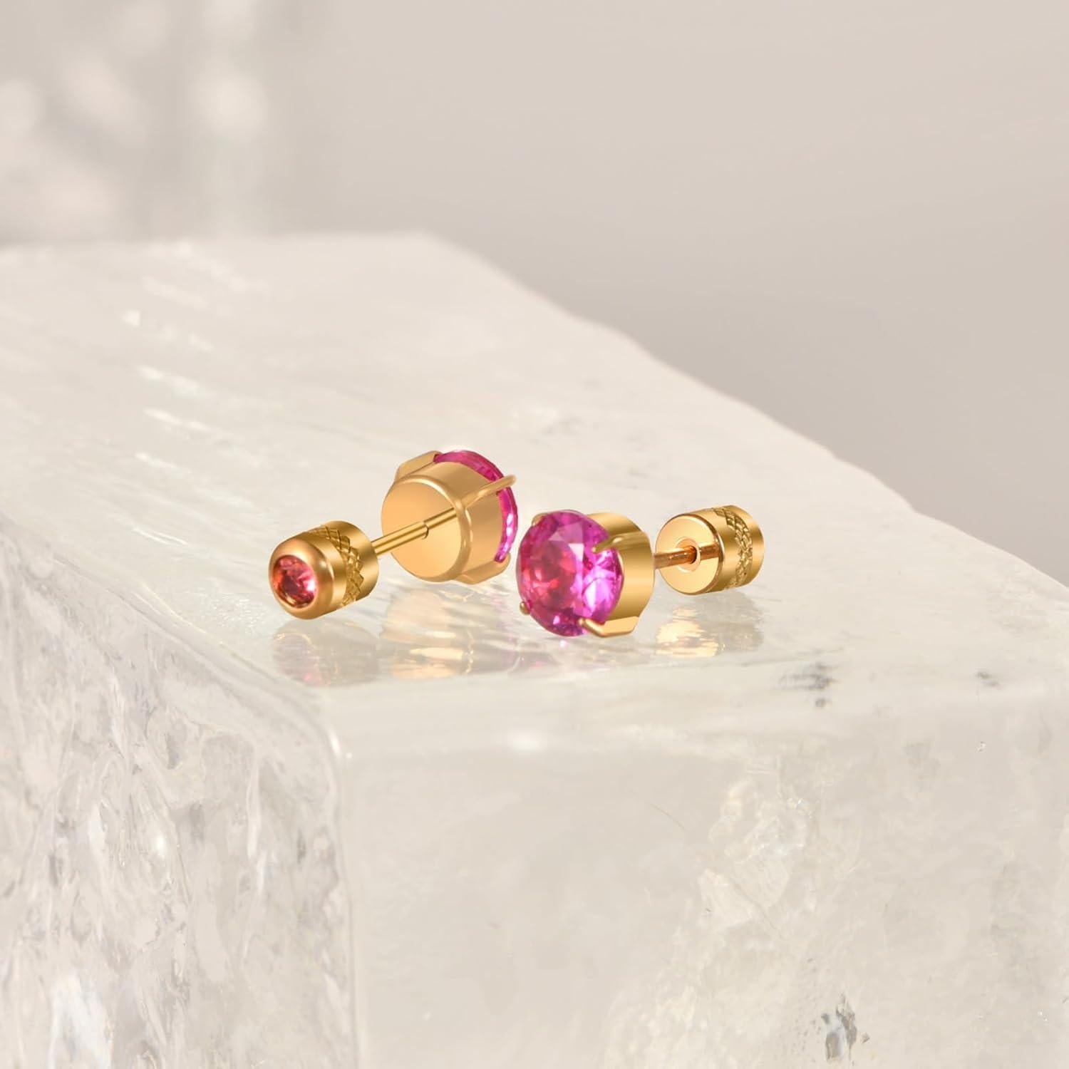 Pendientes de Titanio Puro G23 Hipoalergénicos con Zirconia 6mm