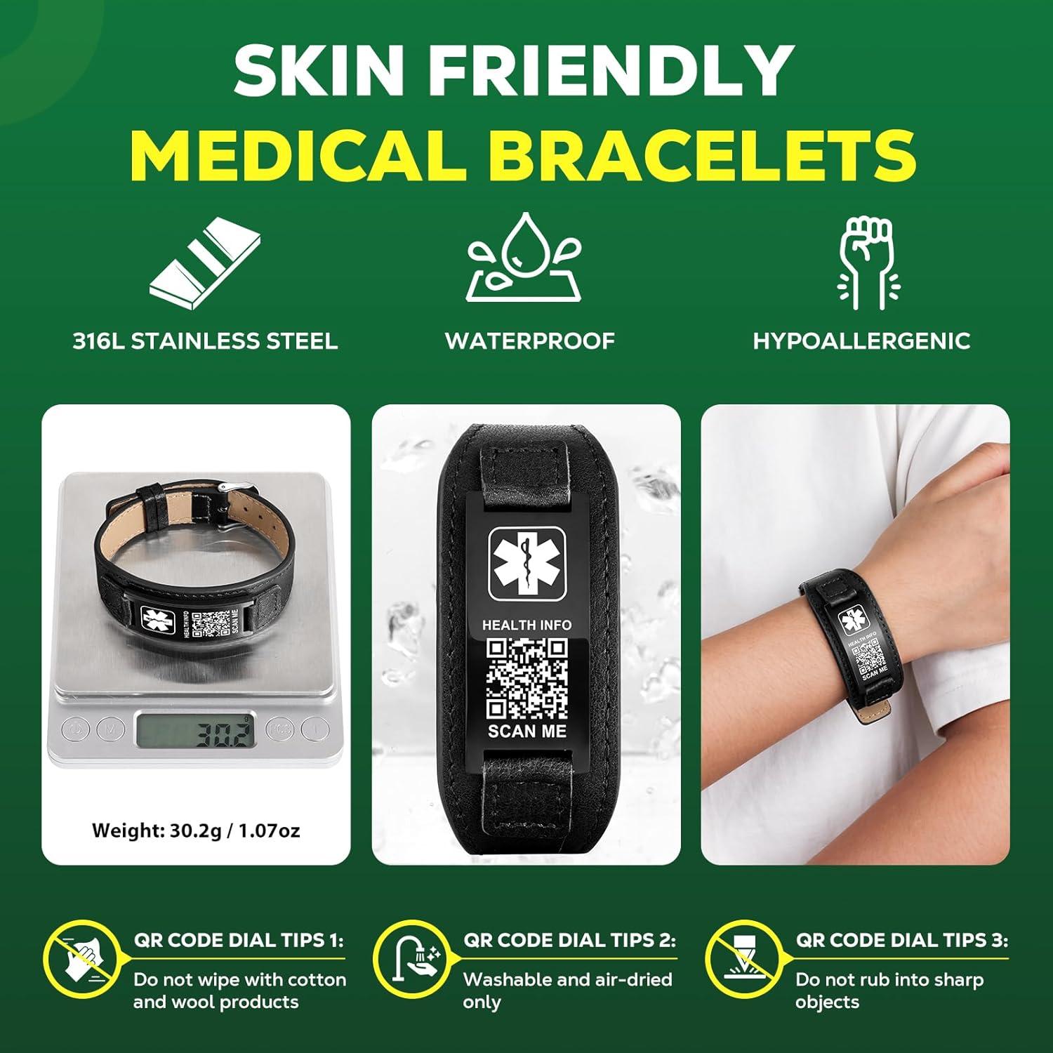 Pulsera Médica ID THELUCKYTAG Acero Inoxidable QR Ajustable 20-25cm