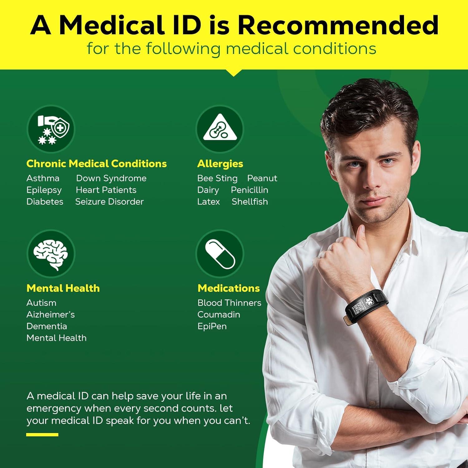 Pulsera Médica ID THELUCKYTAG Acero Inoxidable QR Ajustable 20-25cm