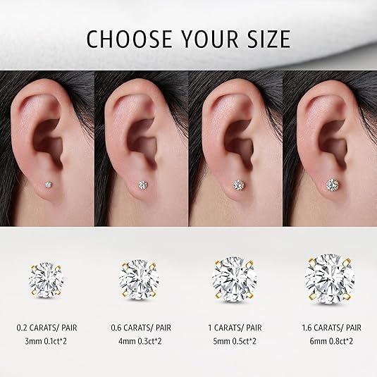 Pendientes de Moissanite Limerencia Titanio Hipoalergénico 3mm