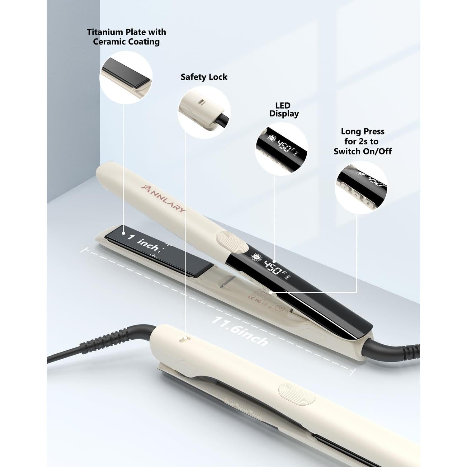 Plancha de Pelo ANNLARY 1 Pulgada Iónica Cerámica Doble Voltaje