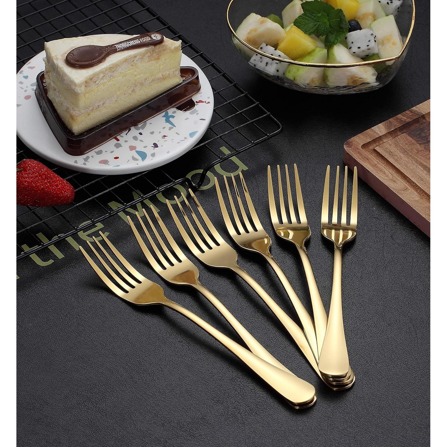 Juego de 6 Tenedores de Cena Kyraton Dorados 20.77 cm Acero Inoxidable