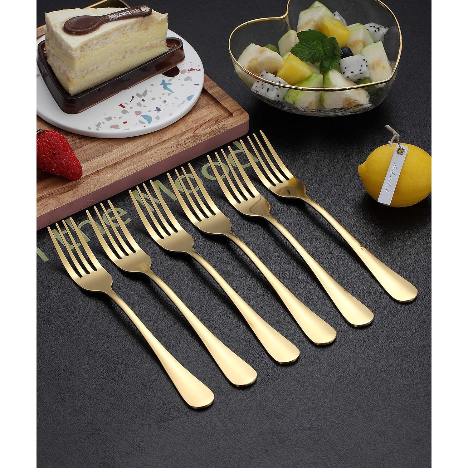 Juego de 6 Tenedores de Cena Kyraton Dorados 20.77 cm Acero Inoxidable