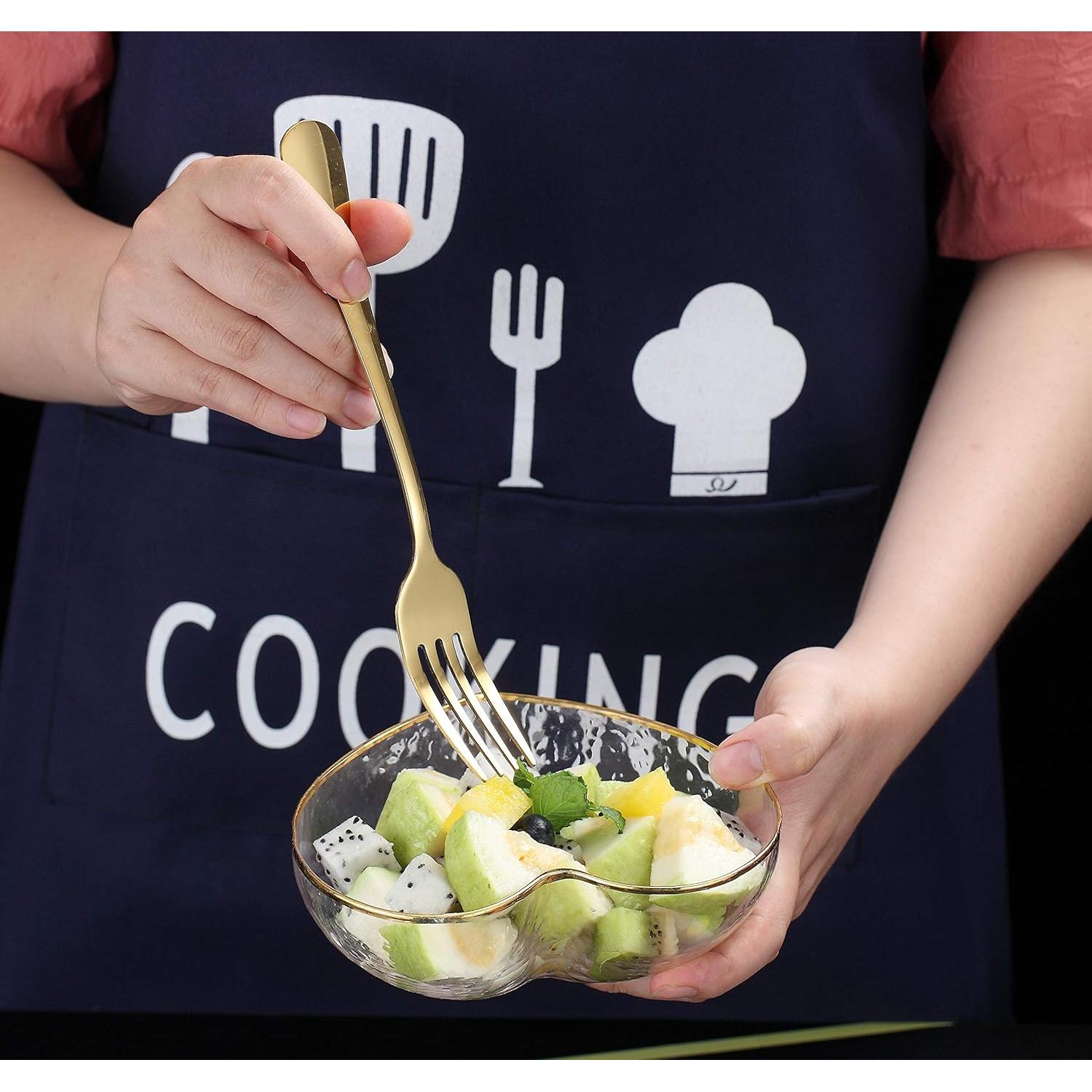 Juego de 6 Tenedores de Cena Kyraton Dorados 20.77 cm Acero Inoxidable