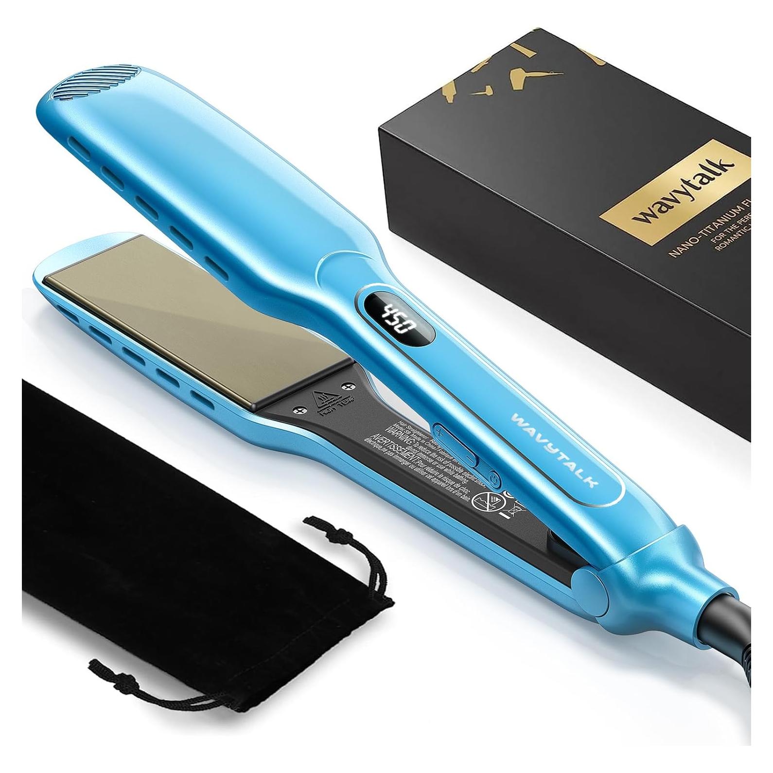 Plancha de Pelo Wavytalk Titanio 1.7" Azul, 290-450°F