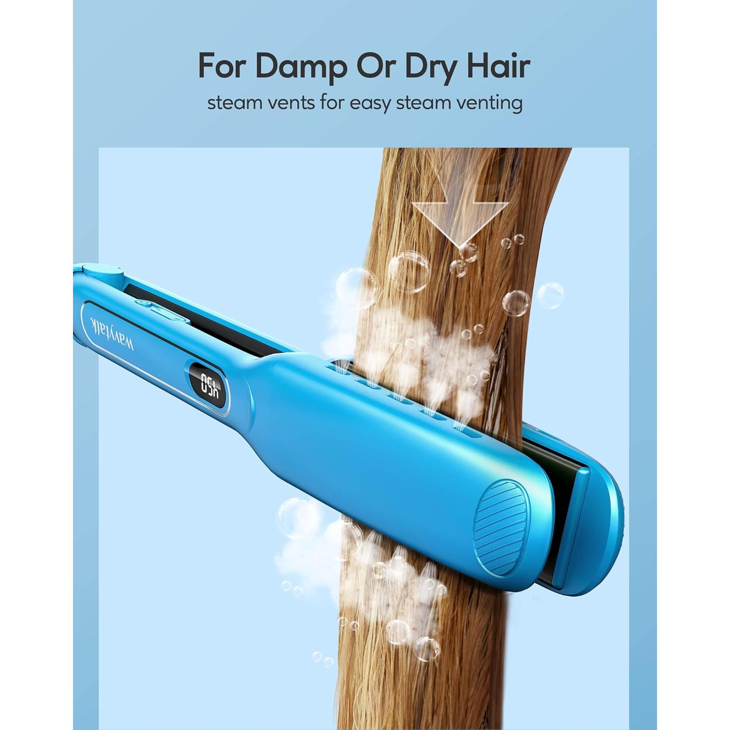 Plancha de Pelo Wavytalk Titanio 1.7" Azul, 290-450°F