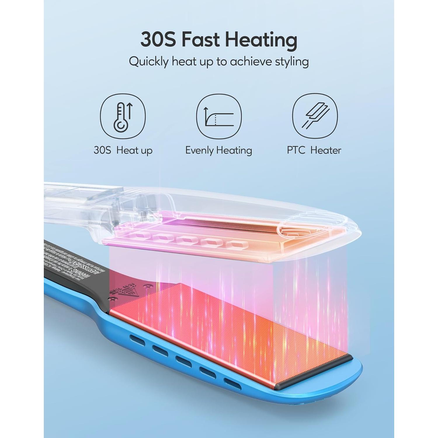 Plancha de Pelo Wavytalk Titanio 1.7" Azul, 290-450°F