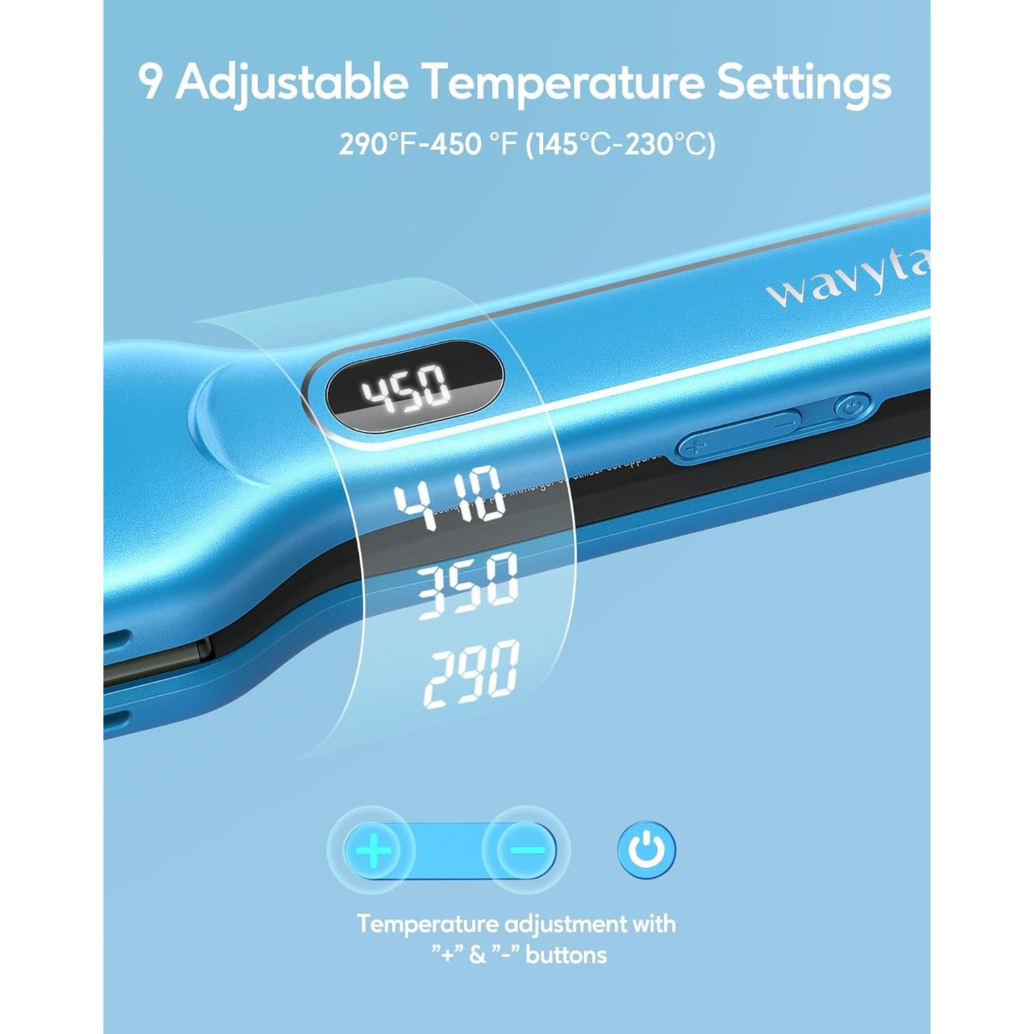 Plancha de Pelo Wavytalk Titanio 1.7" Azul, 290-450°F