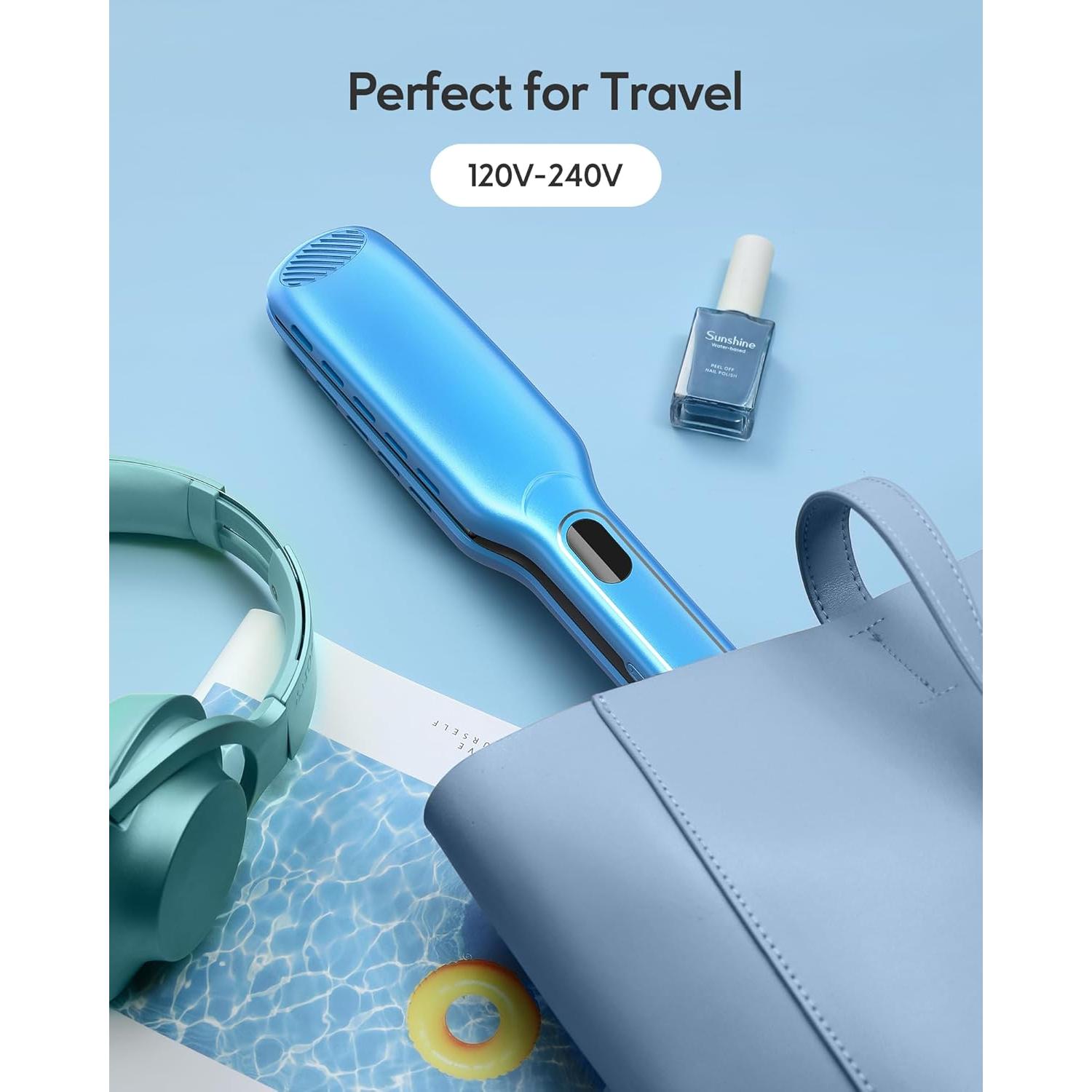 Plancha de Pelo Wavytalk Titanio 1.7" Azul, 290-450°F