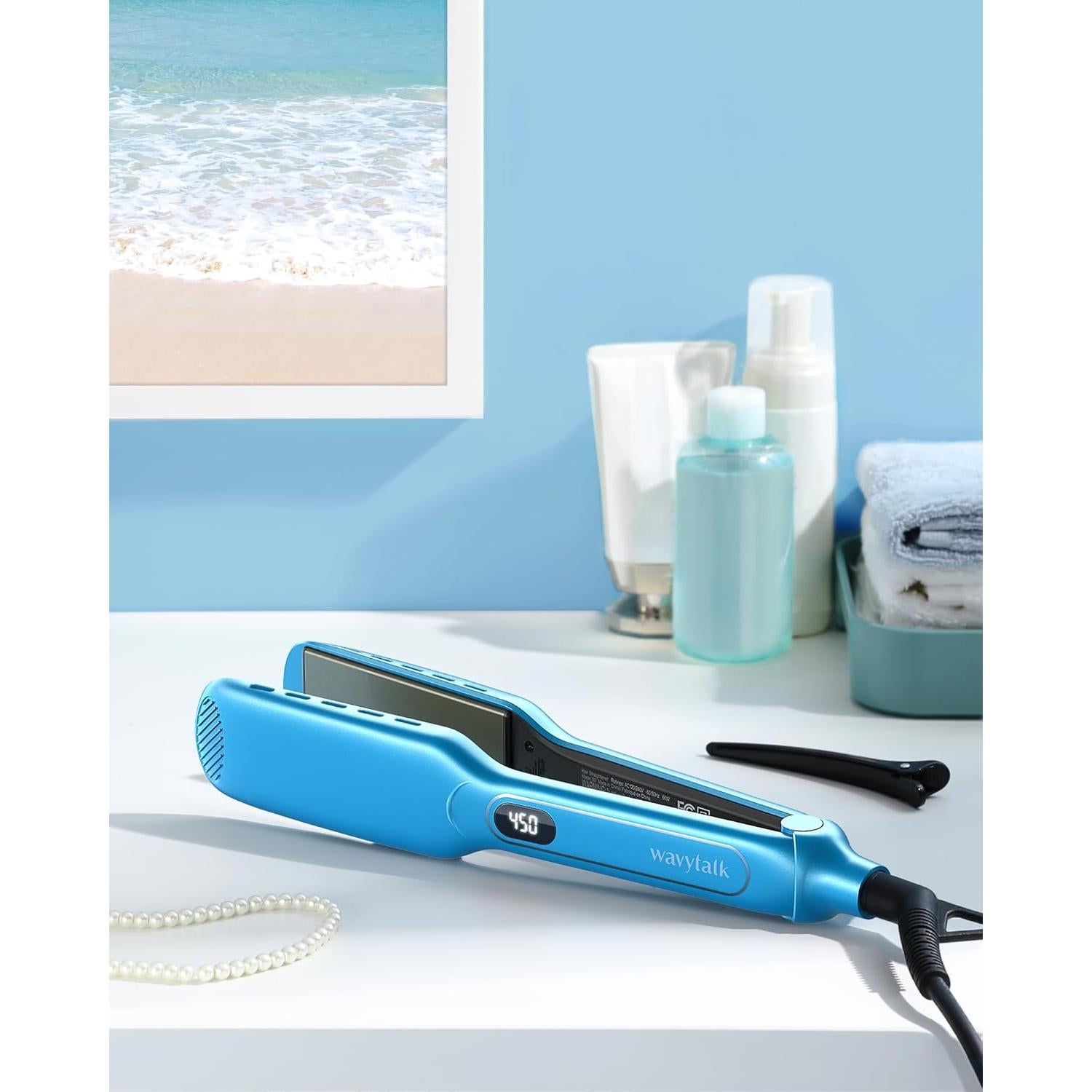 Plancha de Pelo Wavytalk Titanio 1.7" Azul, 290-450°F