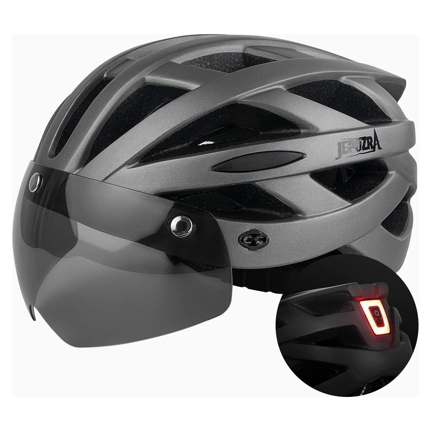 Casco de Bicicleta JEPOZRA Unisex Ajustable con Luz LED