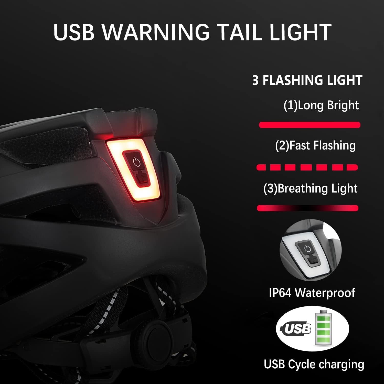 Casco de Bicicleta JEPOZRA Unisex Ajustable con Luz LED