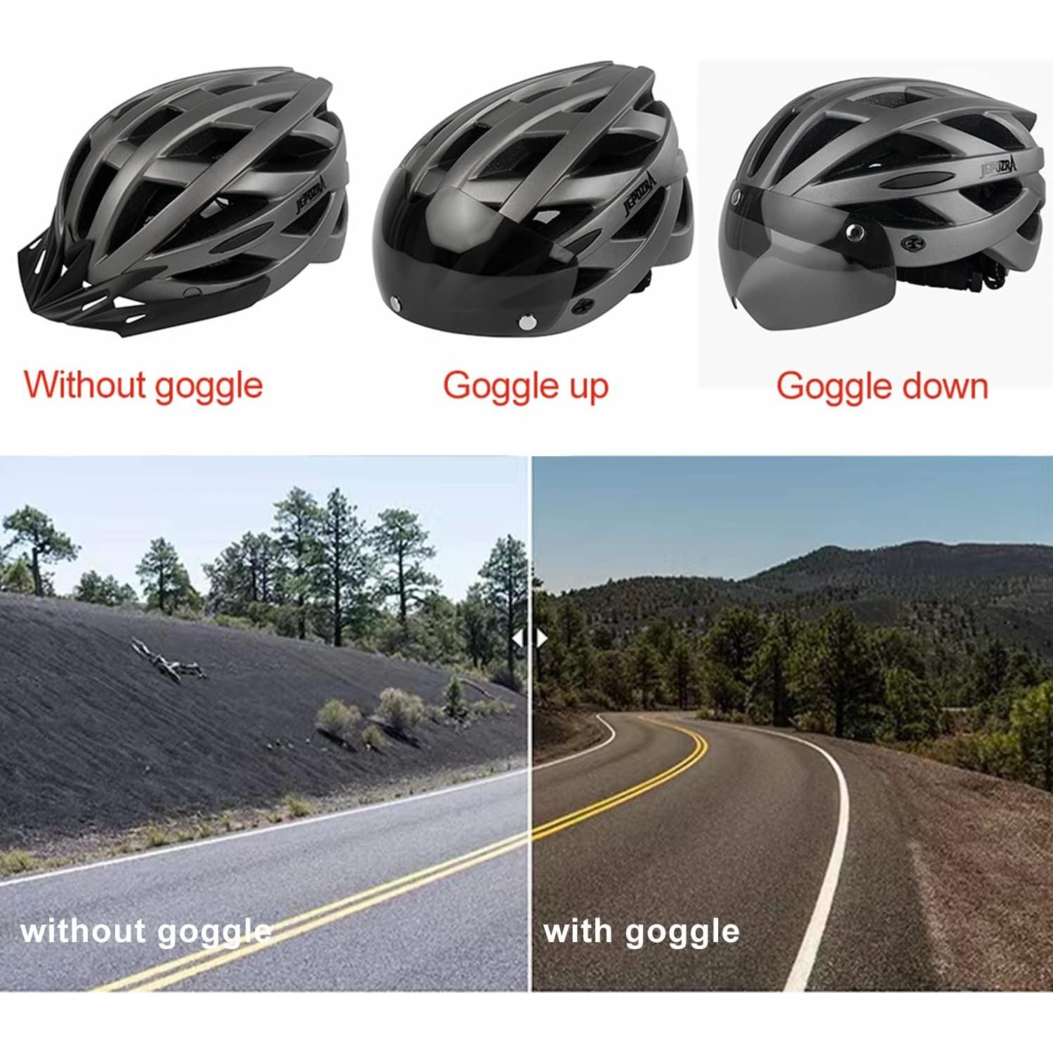 Casco de Bicicleta JEPOZRA Unisex Ajustable con Luz LED