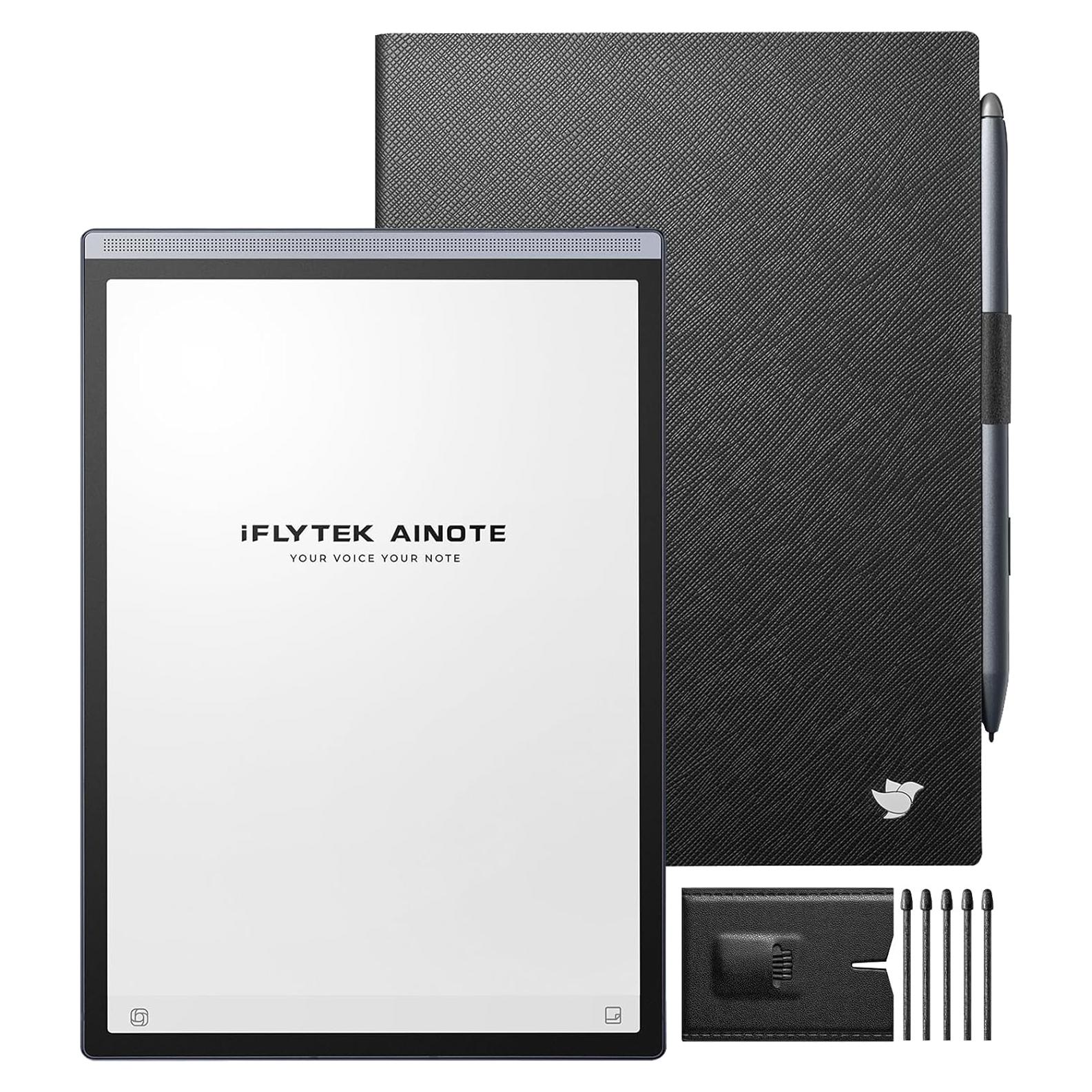 AINOTE Air 2 Bundle - Black Folio Case, 8.2-inch AI Note-Taking Tablet Writing Paper Tablets,Digital Notebook with Pen,5Pcs Pen Refills for iFLYTEK AINOTE Air 2 Note-Taking Tablet