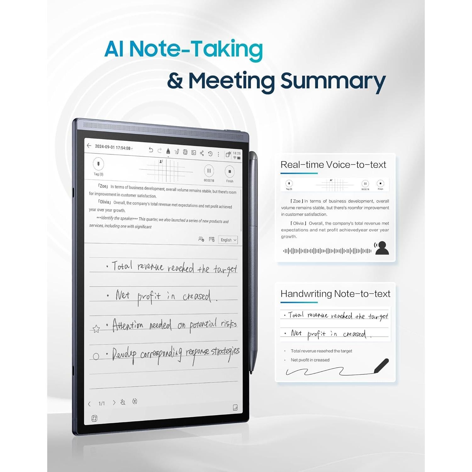 AINOTE Air 2 Bundle - Black Folio Case, 8.2-inch AI Note-Taking Tablet Writing Paper Tablets,Digital Notebook with Pen,5Pcs Pen Refills for iFLYTEK AINOTE Air 2 Note-Taking Tablet