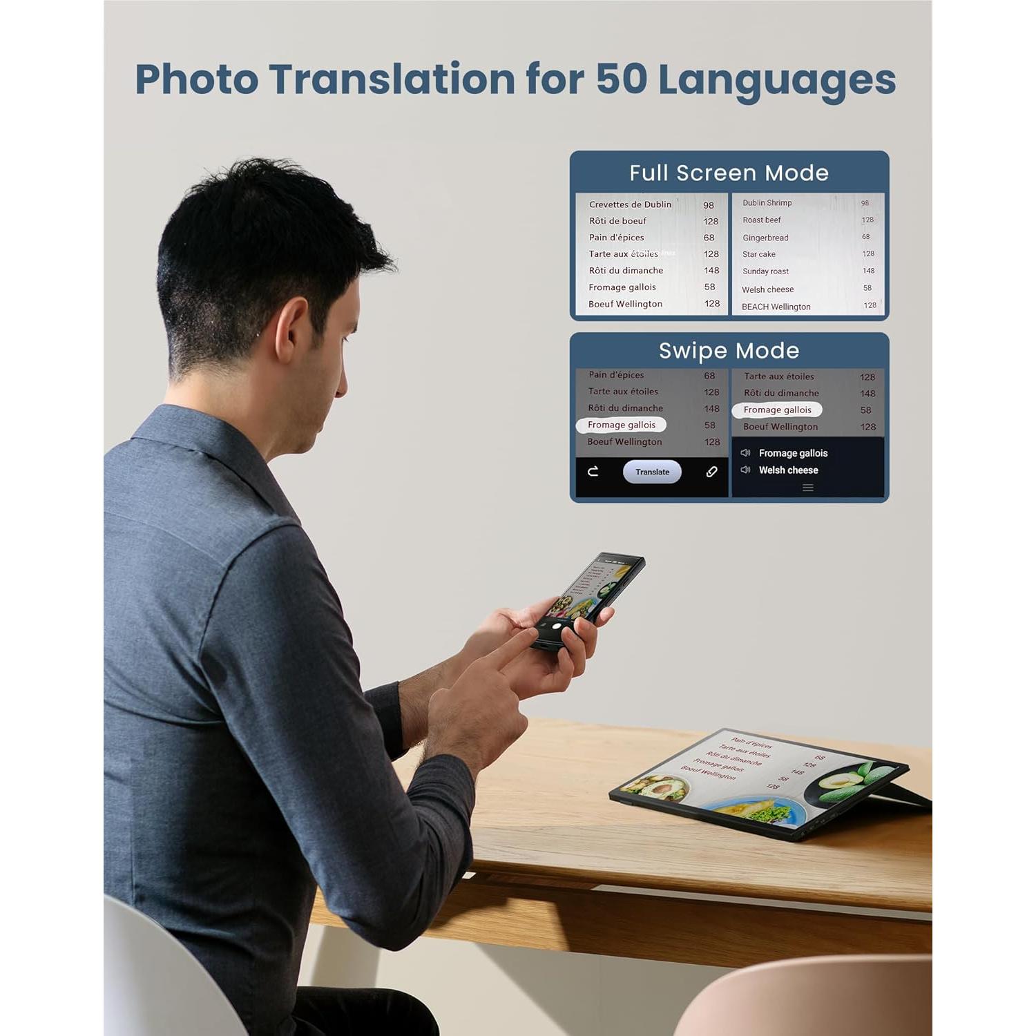 Translator 4.0 and Screen Protector, Face-to-Face Bidirection Simultaneous Translation, 60 Languages ​​and 18 Offline Packs, 2-Year Global Data. Full Coverage Anti-Scratch Tempered Glass Film