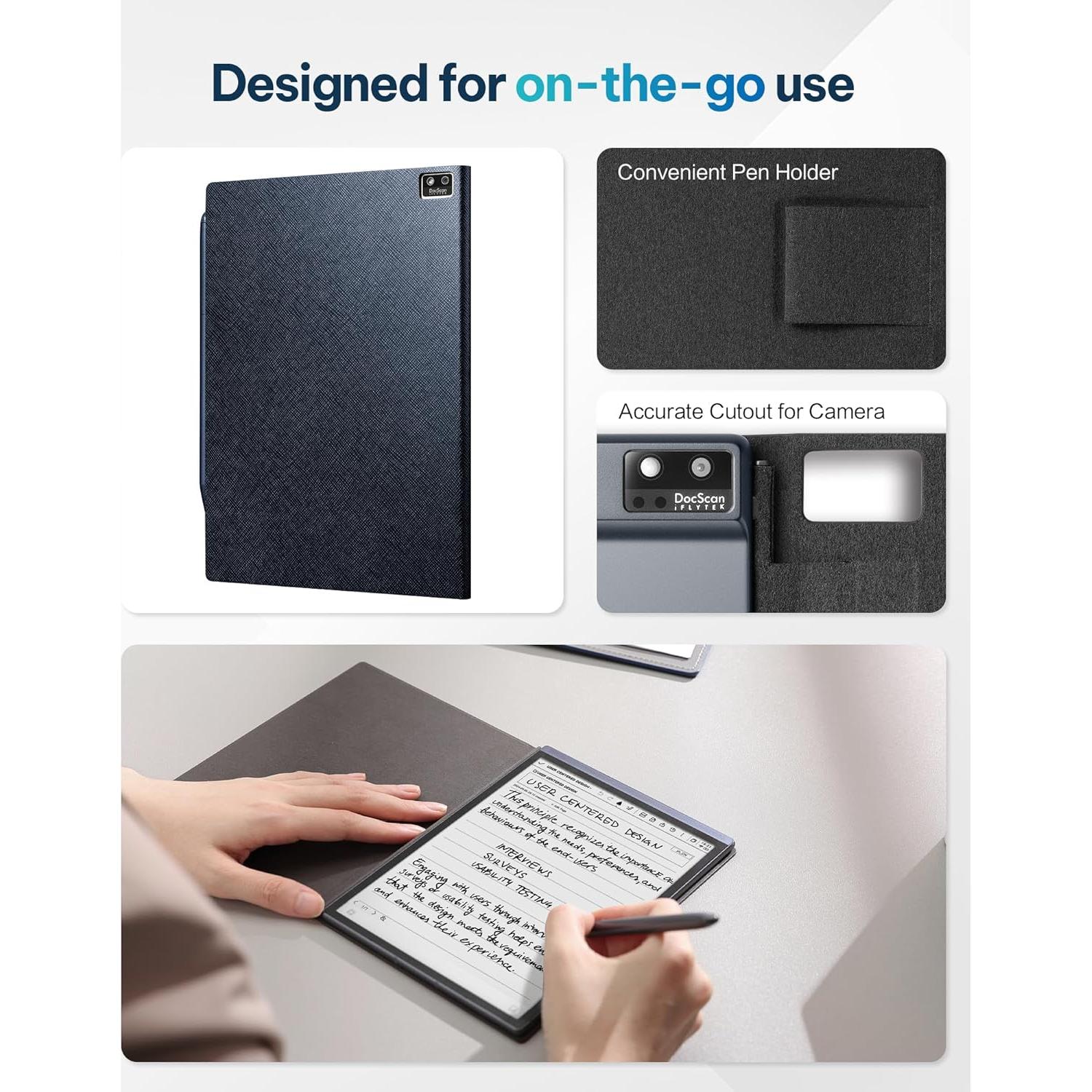 Protective Folio Case for iFLYTEK AINOTE Air2 Note-Taking Tablet 8.2", Premium PU Leather, Slim& Lightweight, Durable Cover with a Pen Clip for E-Ink Writing Tablet, Water and Dustproof, Blue