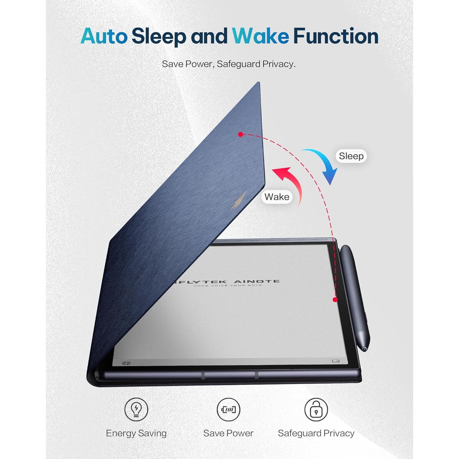 Protective Folio Case for iFLYTEK AINOTE Air2 Note-Taking Tablet 8.2", Premium PU Leather, Slim& Lightweight, Durable Cover with a Pen Clip for E-Ink Writing Tablet, Water and Dustproof, Blue