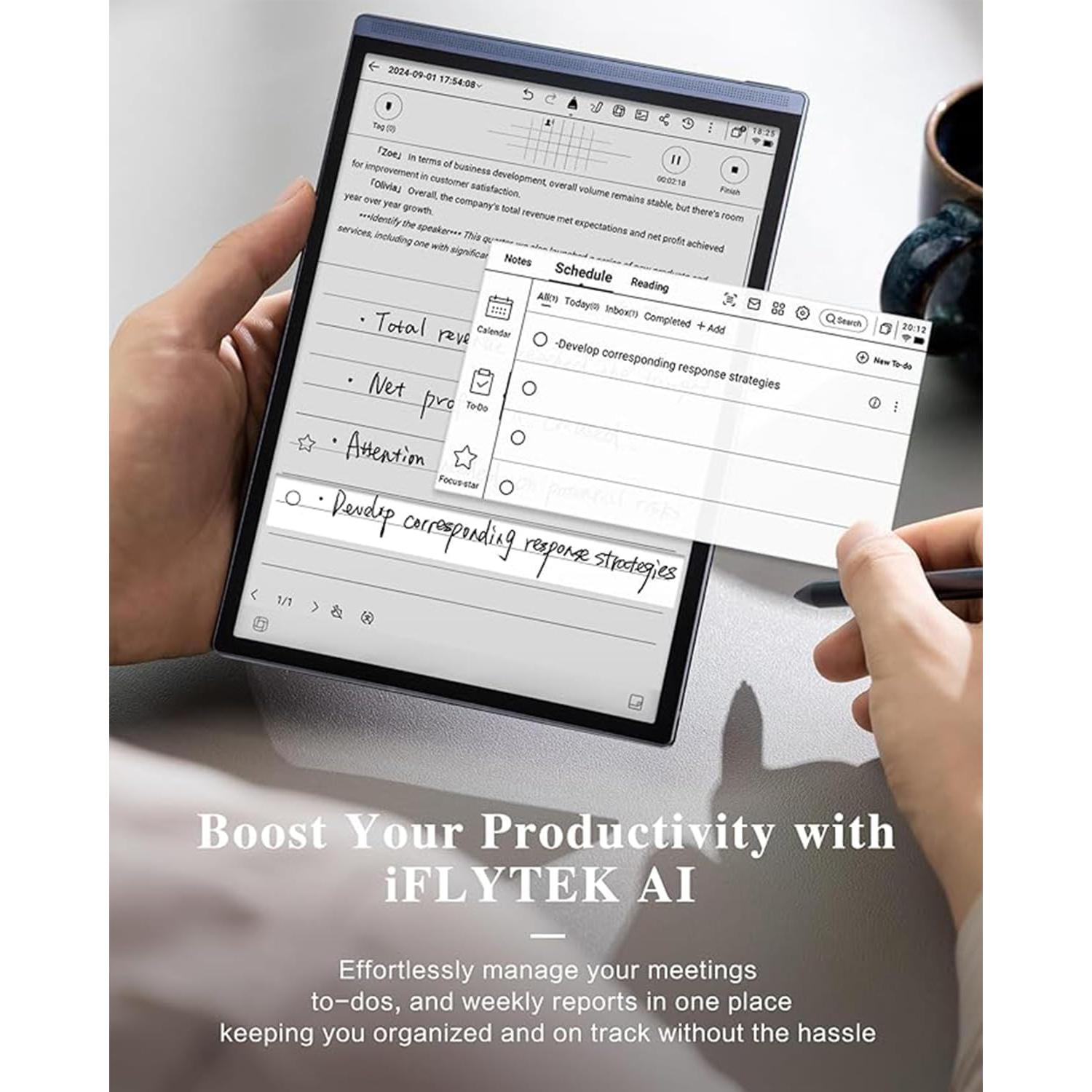 AINOTE Air 2 Combo,8.2-inch AI Note-Taking Tablet Writing Paper Tablet- Digital Notebook with Black Folio Case,Pen and 5Pcs Pen Refills