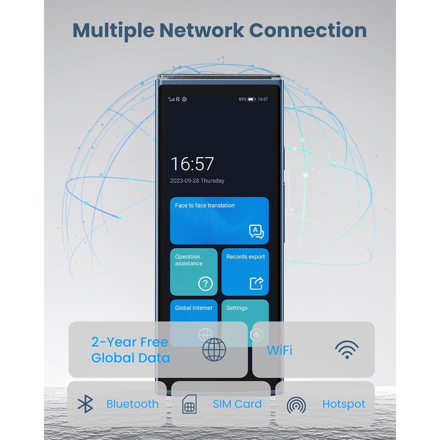 Traductor de Idiomas iFLYTEK Azul con Protector de Pantalla 9H